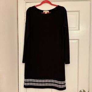 Michael Kors Black Dress with Houndstooth Detail